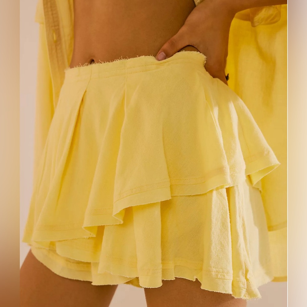 Free People Yellow Mini Skirt